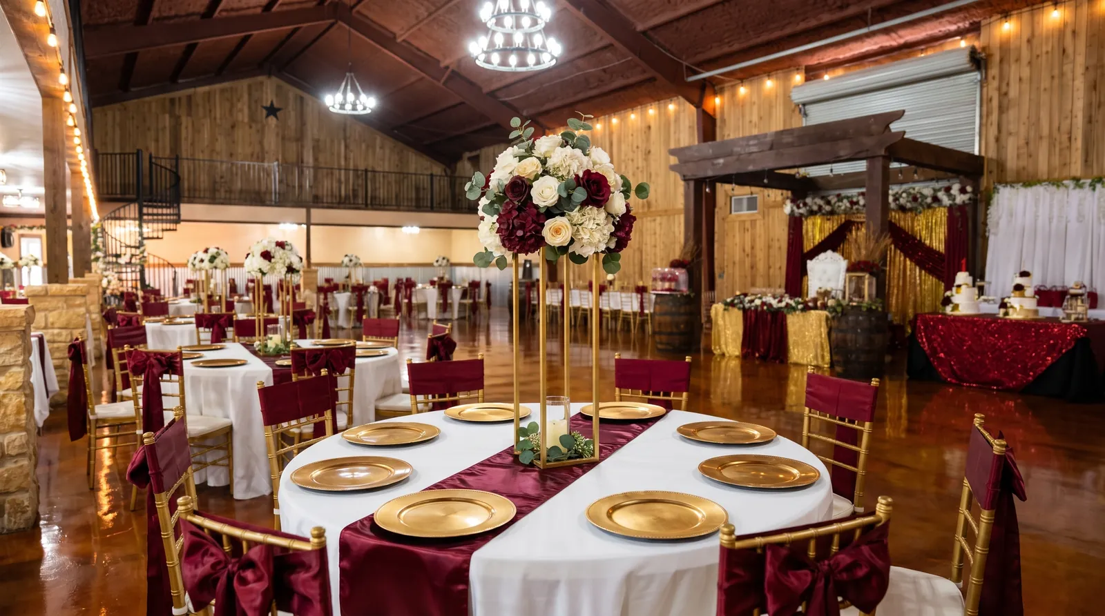 El Gran Caporal hall set in burgundy and gold